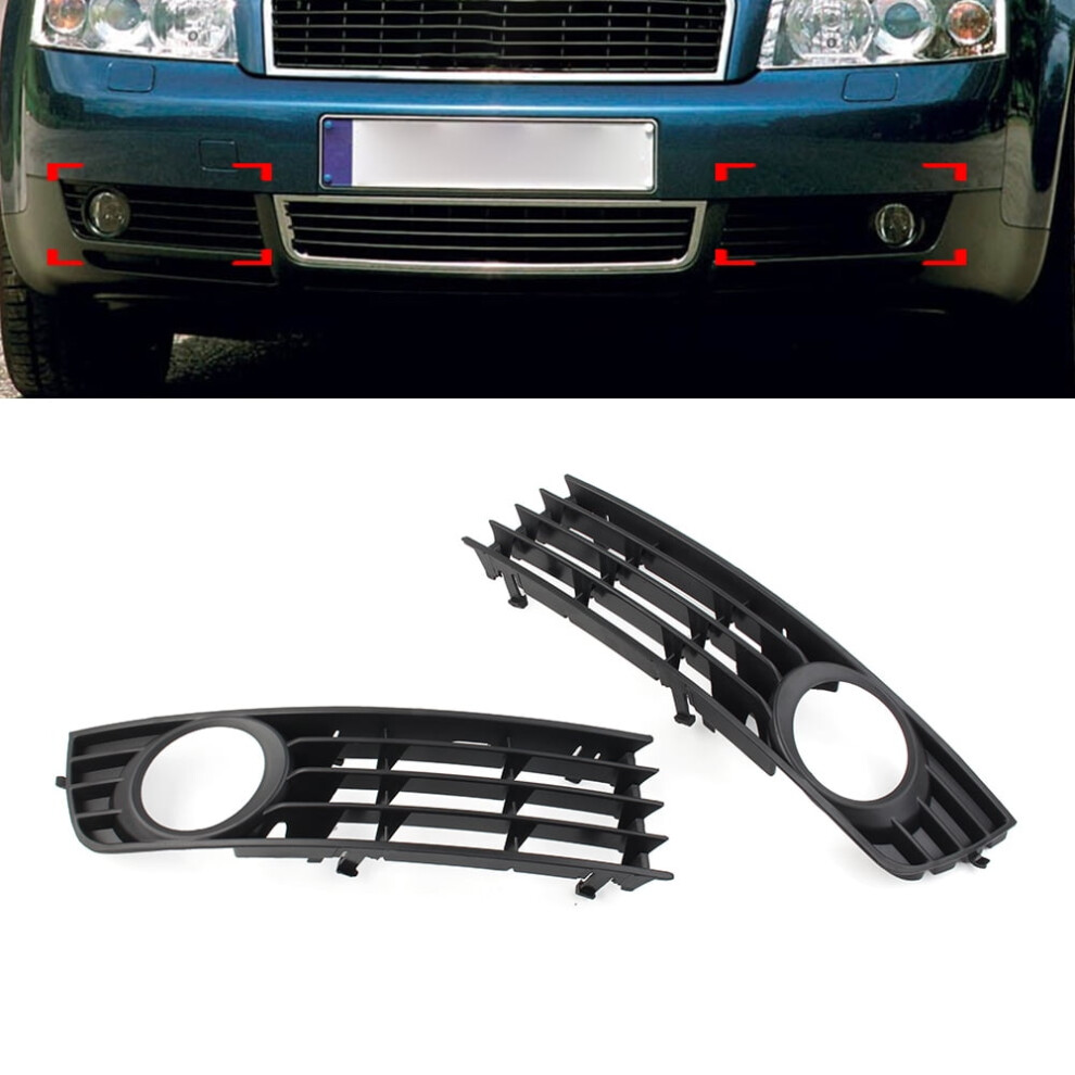 Pair For Audi A4 B6 Sedan Model 2001-2005 Front Bumper Fog Lights Grille Cover Black 9365509225981