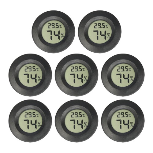 8PCS Μίνι LCD Ψηφιακό Θερμόμετρο Υγρόμετρο Στρογγυλός Αισθητήρας Θερμοκρασίας και