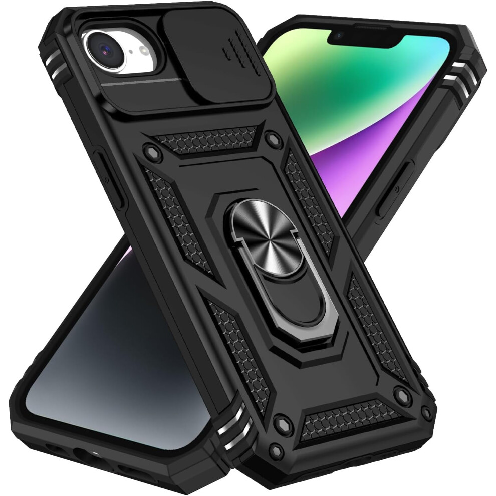 Compatible With Iphone 16E Back Case: Tpu Bumper + Metal Ring Stand, 360 Rotation, Military-Grade Shockproof Protection 9365509225424