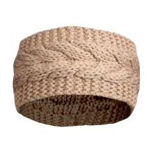 Women's Solid Knit Wool Headbands, Warm Beige Hair Bands Compatible with All Hair Types