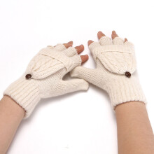 Winter Gloves for Women – Warm, Fingerless & Half-Finger, Knit with Flip-Top, Solid Color, Compatible with Touchscreen