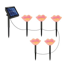 Five Lips-Shaped Solar Garden Lights, Outdoor Patio Decoration with Auto Sensor, Compatible with Garden Pathway