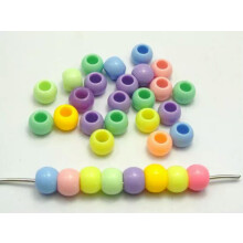 100 Acrylic Round Pony Beads 10X8mm Various Color for Kids Craft Kandi Bracelet-Mixed Pastel Color