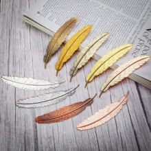 1 Large Feather Pendant Bookmark Blank 4.5" Big DIY Jewelry Supplies Silver Gold-Gold