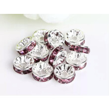 100 Silver Crystal Rhinestone Rondelle Spacers Beads 6mm 8mm 10mm Colour Choice-6mm-Light Purple