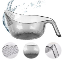2-in-1 Rice & Bean Strainer with Washer Bowl – Multifunctional Drain Basket for Rice, Beans, Fruits (Gray)