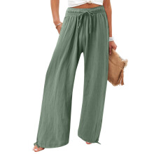 Women's cotton and linen leggings,-Light Green XXXL
