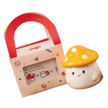 Ceramic Mushroom Shaped Mug-yellow mushroom handle gift box