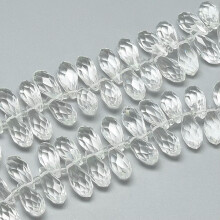 10 Clear Teardrop Beads Glass Briolette Crystal Faceted 21mm Jewelry Supplies