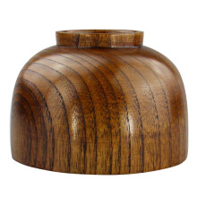 Household Wooden Serving Bowls Brown Wood Tableware for Rice Soup and Salad