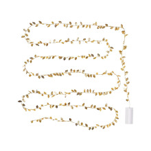 6.5-Foot Warm White Fine Leaf Garland String Lights Battery Powered Christmas Holiday Decor