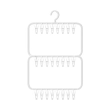 Space-Saving Sock & Underwear Clip Hanger – Windproof, Traceless, Strong Clamp for Drying/Organizing – White Plastic, 18/36 Clips, Door-Mount Rack