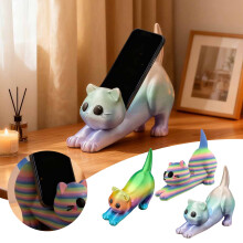 Cute Cat 3D Printed Phone Stand, Flexible Universal Holder for Smartphones & Tablets, Compatible with All Devices