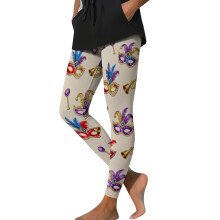 St. Patrick’s Day Leggings with Pockets, High Waist Shamrock Yoga Pants – Stretchy Tights, White, 2XL, compatible with yoga & parade