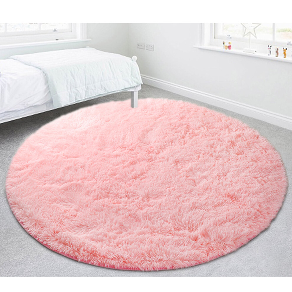 Plush Round Shag Rug – Fluffy Circle Area Rug for Kids & Teens Rooms, Furry Carpet Compatible with Home Decor