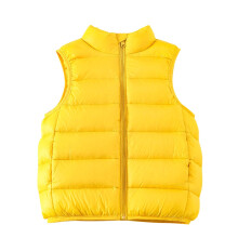 Mustard Yellow Kids' Puffer Vest for Winter/Fall – Crew Neck, Thin Cami Style, Y2K Trendy Outfit, Compatible with Kids’ Brunch & Concert Wear