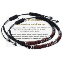Morse Code Bracelet for Couples – Personalized "I Love You" Design, Adjustable Braided Beaded Silk Wristband (2pcs), Compatible with All Wrist Sizes