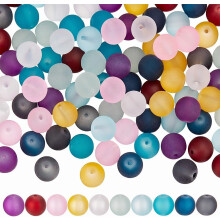 100pcs 12mm Clear Frosted Glass Beads, 10 Colors, Matte Round Spacer Beads Kit for DIY Jewelry Making