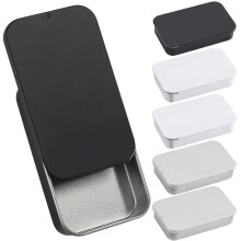 6Pcs Black Slide Tin Containers (3x2x0.6"), Colorful Mini Lid, Rectangle Hinged Trinket Boxes for Beads, Jewelry, DIY – Compatible with Craft Kits