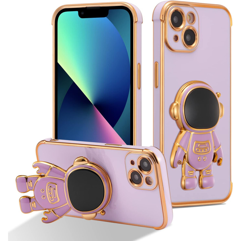 Compatible With Iphone 13 (6.1") Astronaut Case Â Slim, Shockproof Tpu Bumper With Stand & Luxury Electroplated Finish Purple 9448483649094