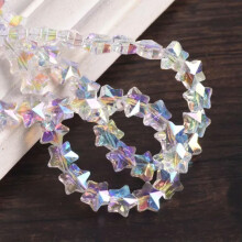 20pcs 8mm Star Shape Faceted Crystal Glass Loose Beads For Jewelry Making DIY-Clear AB