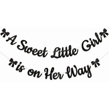 Black Bow Baby Shower Banner – Sweet Girl Gender Reveal Decor, Compatible with Standard Party Displays