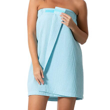 Women's Velcro Towel Wrap Soft Waffle Robe Lightweight Bathrobe for Spa Shower Pool Lounge Adjustable Fit (L)