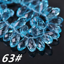 12x6mm 16x8mm 20x10mm 25x12mm Teardrop Faceted Crystal Glass Loose Pendant Beads-63# Coated Lake Blue-12x6mm (30pcs)