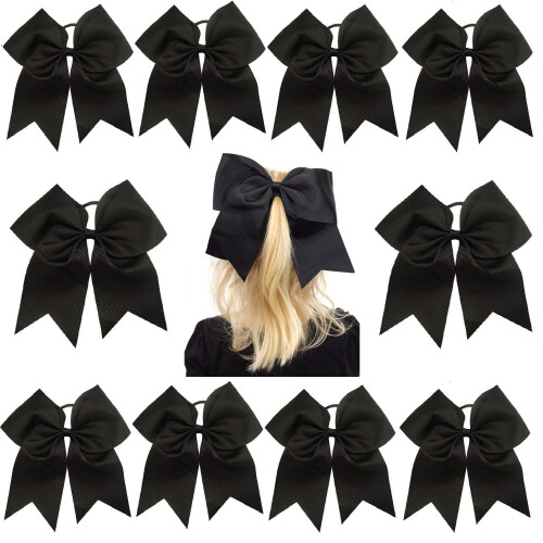 Laços de cabelo jumbo de 7 polegadas para líderes de torcida com prendedor de rabo de cavalo, elásticos para líderes de torcida de softball