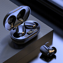 In-Ear Bluetooth 5.3-øretelefoner, surroundlyd, lav latens, støydemping, høy batterilevetid, hurtiglading av type C – svart/hvit