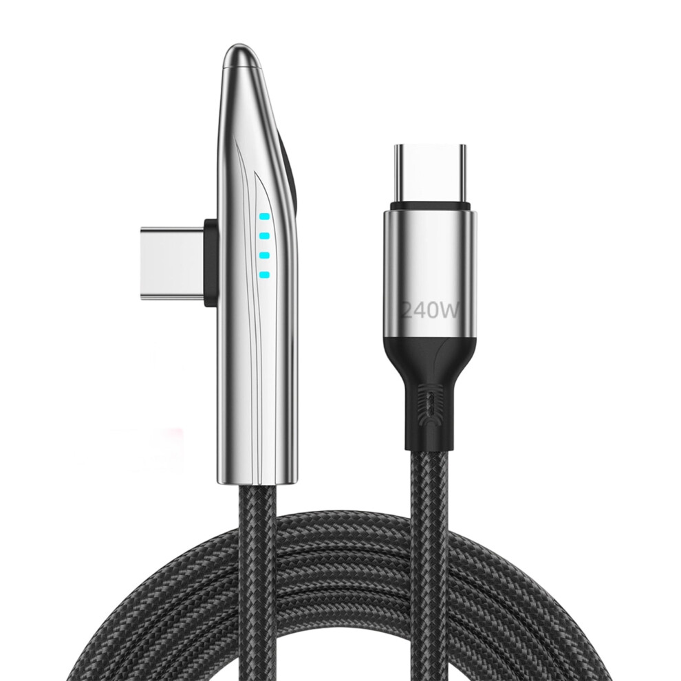 Rapid 240W Fast Charging Cable 90 Degree Bend Wide Compatibility For Multiple Electronics Alloy Cord 9340959228928