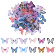 60pcs 12-color organza butterfly appliques w/ rhinestones, 2-layer polyester embroidery patches for DIY sewing, clothing, dress, wedding & hair –