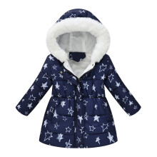 Bjutir Toddler Girls Winter Coat Hooded Jacket Thicken Windproof Zipper Warm Outwear Size 6-7 Years