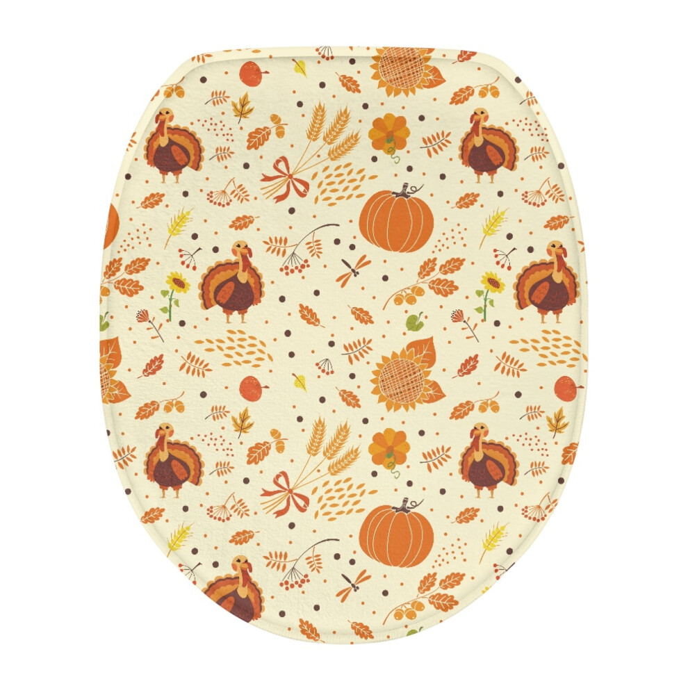 Pumpkin Toilet Lid Cover Fall Turkey Decor Round Machine 913211541012