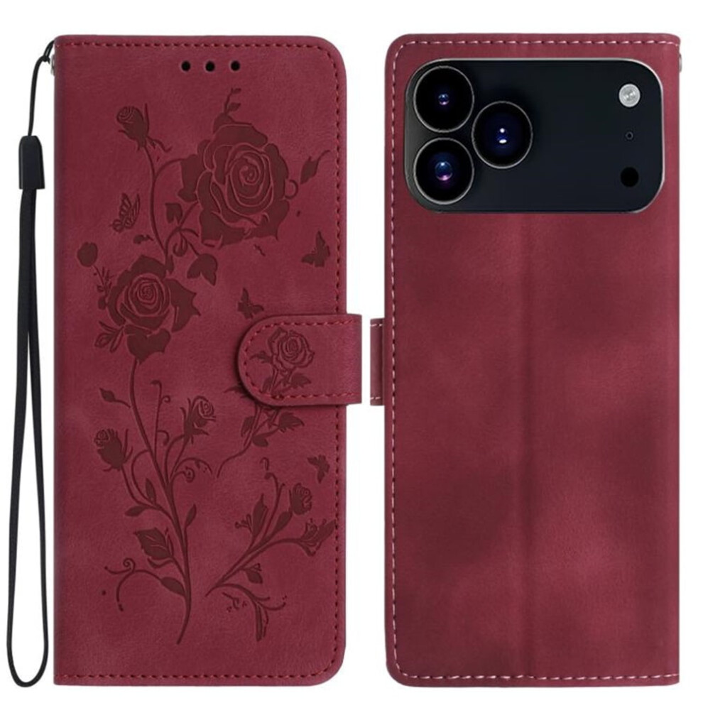Rose Embossed Pu Leather Flip Wallet Case For Iphone 17 Pro 913211541227
