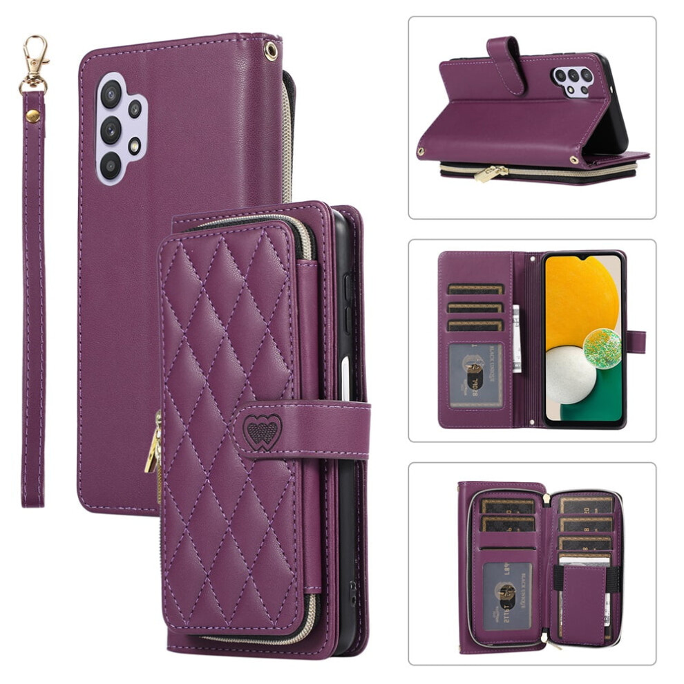 Leather Wallet Case For Samsung Galaxy A32 5G Deep 9 Purple 913211540954