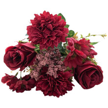 Bouquet autunnale di fiori artificiali con rose e crisantemi per centrotavola, matrimoni e decorazioni per la casa – Compatibile con fiori
