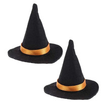 2 mini cappelli da strega - Decorazioni di Halloween fatte a mano, tappi per bottiglie, accessori per capelli fai da te, bomboniere e decorazioni per