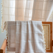 Farmhouse Cotton Linen Curtain Panel Semi-Blackout with