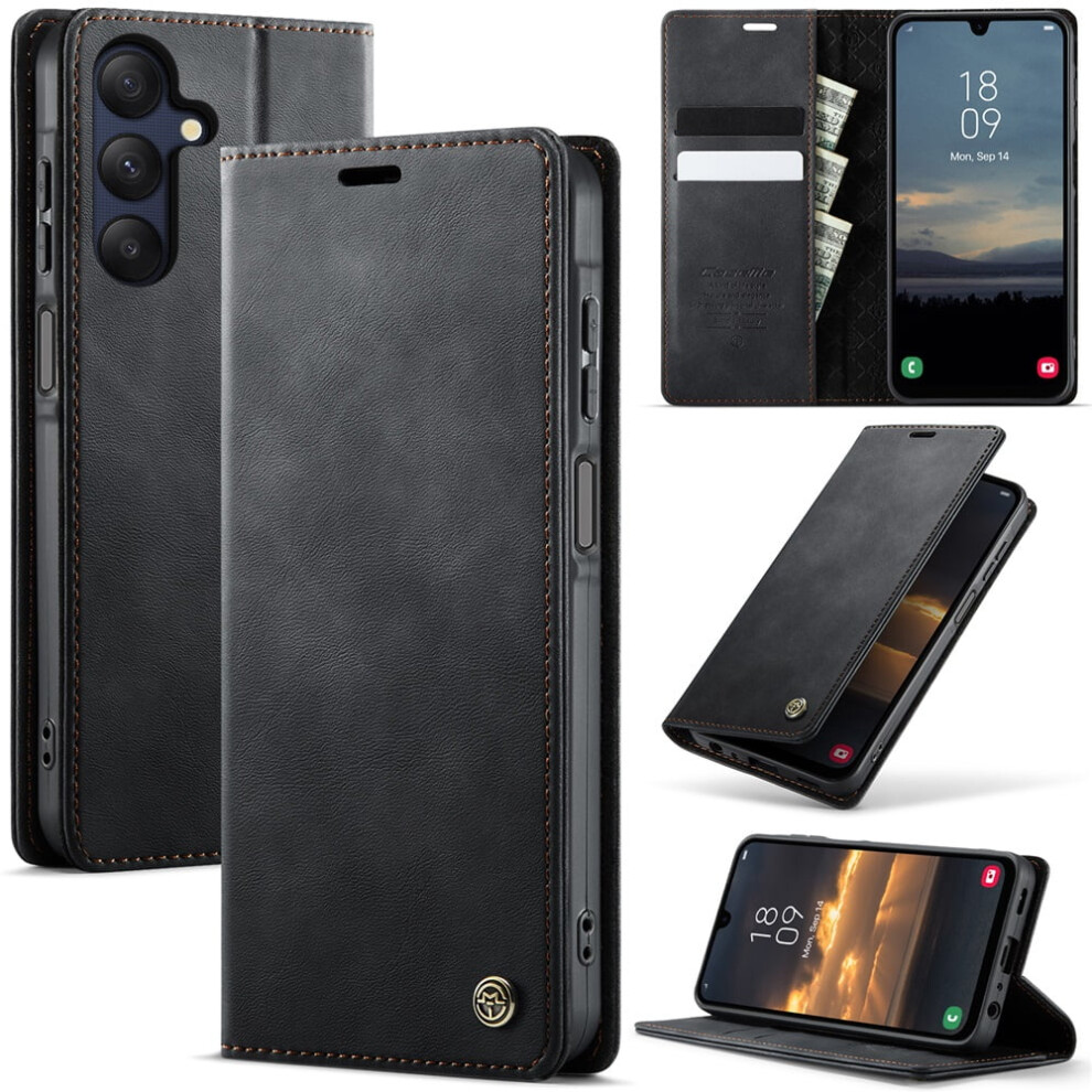 Caseme Calf Leather Wallet Case For Samsung Galaxy A25 5G 6.5", Rfid Blocking, Magnetic Closure, Card/Cash Slots, Kickstand, Shockproof 9009879196518
