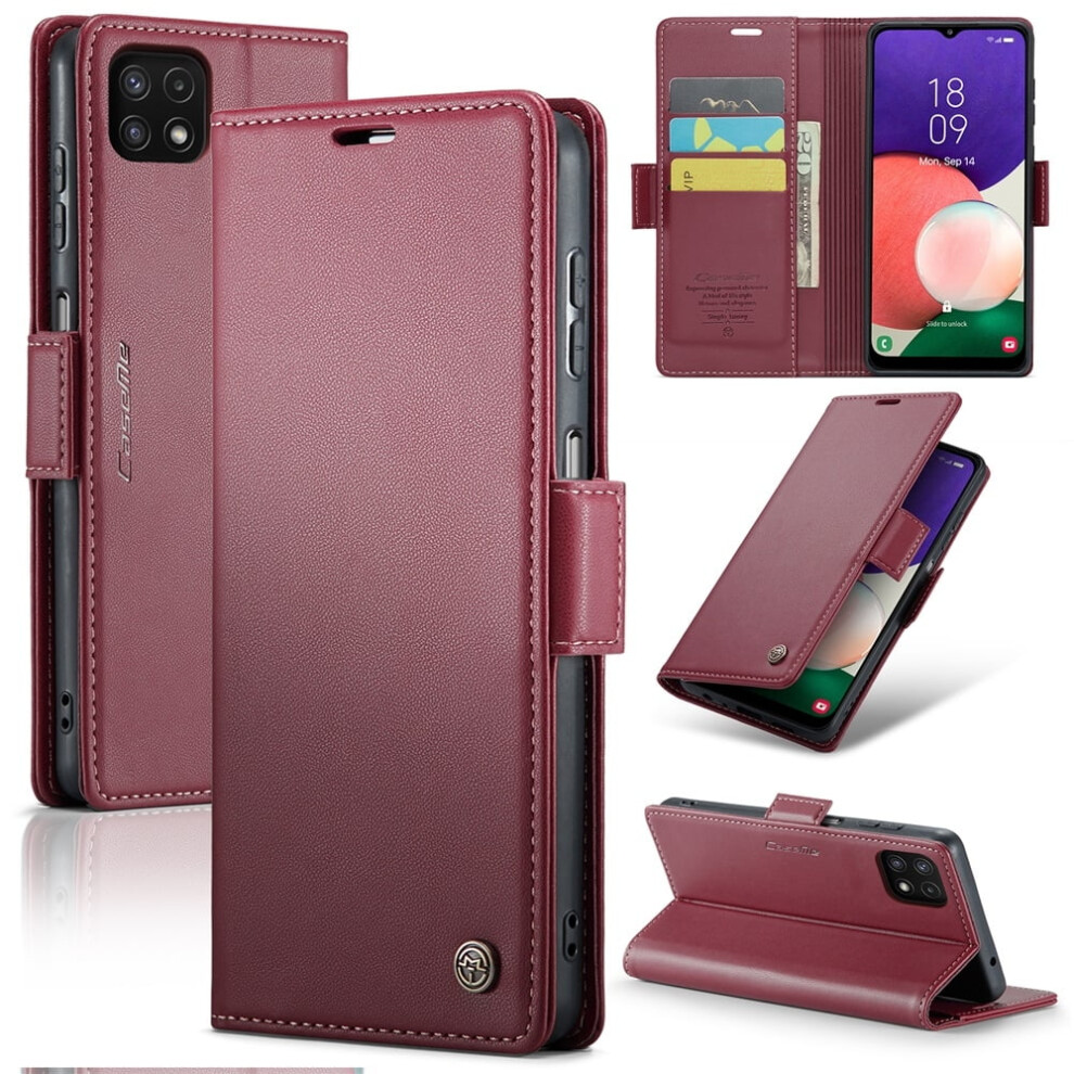 CaseMe Leather Wallet Case for compatible with Samsung Galaxy A22 5G – RFID Blocking, Magnetic Clasp, Kickstand, Card Holder