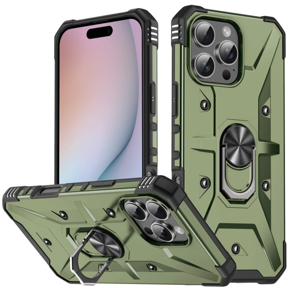 Military-Grade Shockproof Magnetic Stand Case For Iphone 16 Pro Â Olive Drab Green 9009879197553