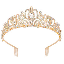 Zilveren kristallen tiara, kroon, hoofdband, elegante prinsessenkroon met kammetjes voor vrouwen en meisjes, geschikt voor bruiloften, gala's en