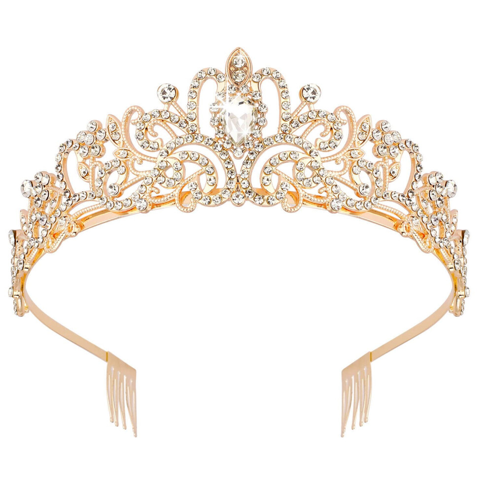 Crystal Tiara Crown Headband Princess Elegant Crown With Combs For Women Girls Bridal Wedding Prom Birthday Party Silver