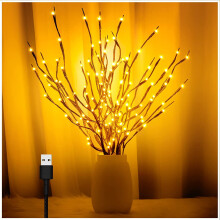 Kit com 3 galhos de LED de 60 polegadas com plugue USB, galhos de salgueiro branco quente para vaso, luzes decorativas artificiais para árvore