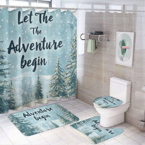 Σετ κουρτινών ντους Adventure με κάλυμμα χαλιού και καπάκι τουαλέτας