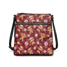 Jule-peberkagemand-print skuldertaske til kvinder Let crossbody-taske Moderigtig skoletaske med justerbar bred rem til dating og træning