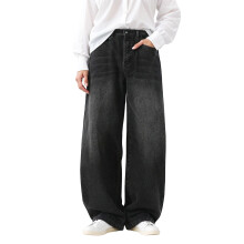 Pantalones vaqueros de mujer de talle alto, corte recto y pierna ancha, pantalones vaqueros clásicos de mezclilla para mujer, pantalones vaqueros