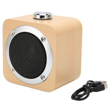 Enceinte Bluetooth rétro avec bouton lumineux bleu, son naturel grâce à sa sortie stéréo sans fil, enceinte vintage en bois avec double aimant.