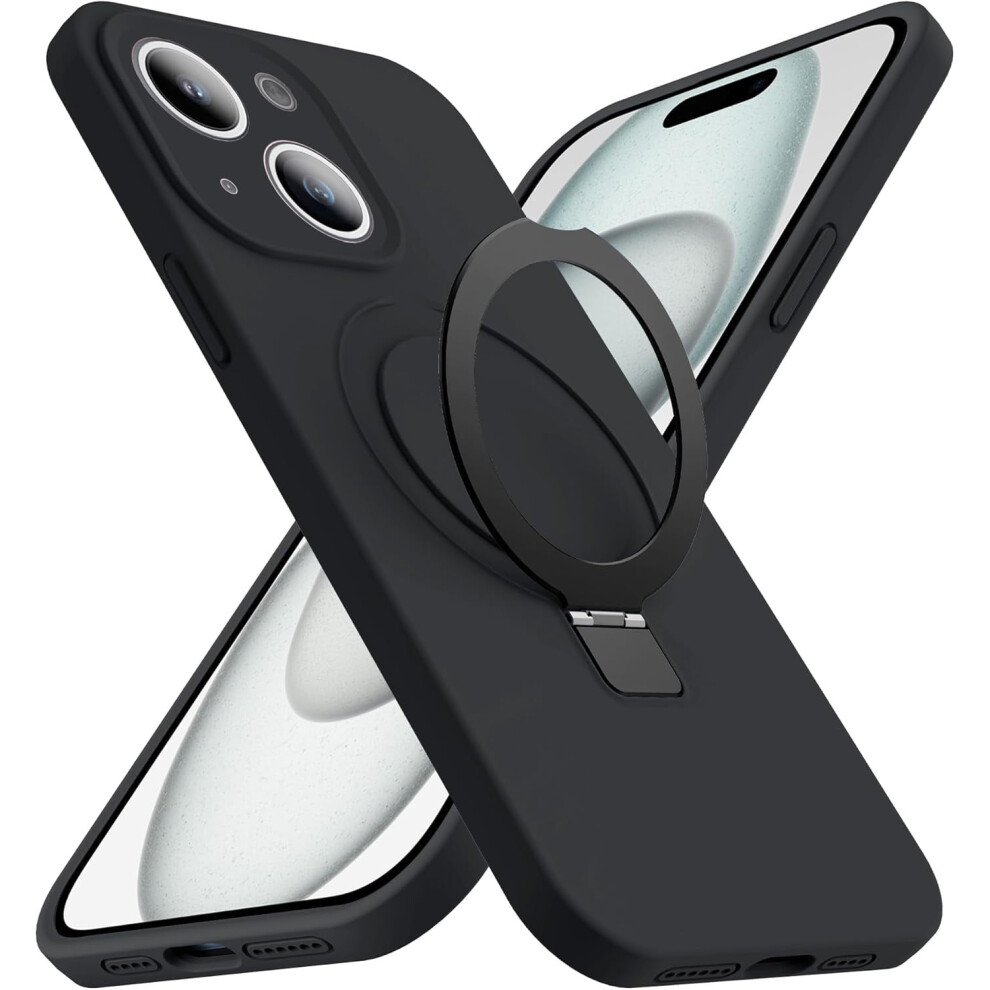 Magnetic Iphone 15 Plus Case With Invisible Stand, Magsafe Compatible, Military-Grade Shockproof Liquid Silicone, 6.7", Black 9357860061889